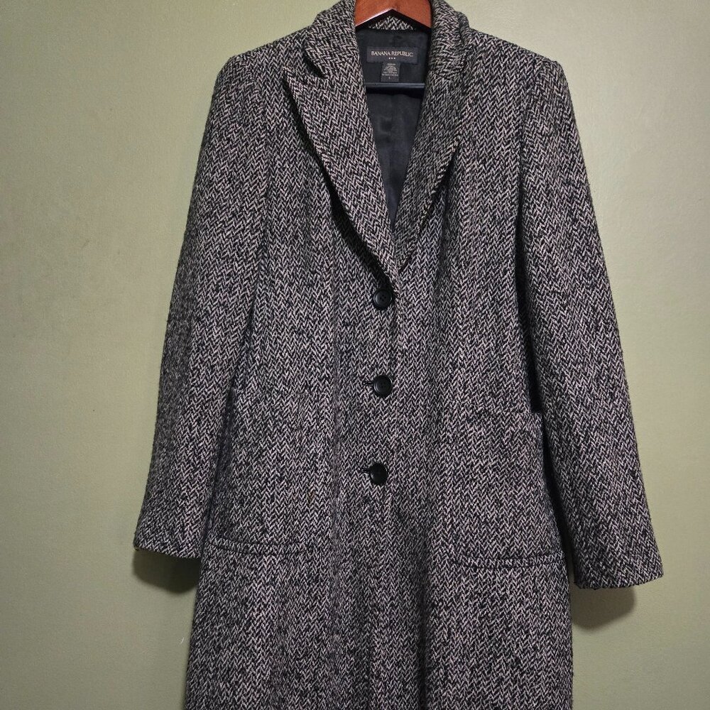 Banana Republic Charcoal Herringbone Trench Coat